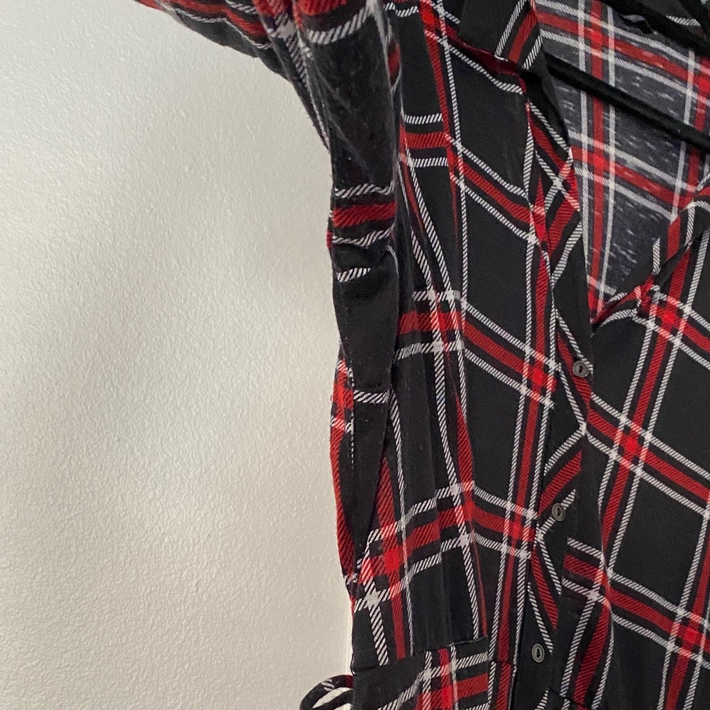 Derek Heart Black and Red Plaid Shirt Dress - Picture 2 of 11
